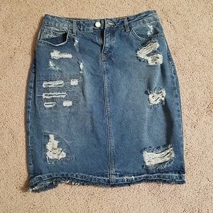 Destroyed Zara denim skirt